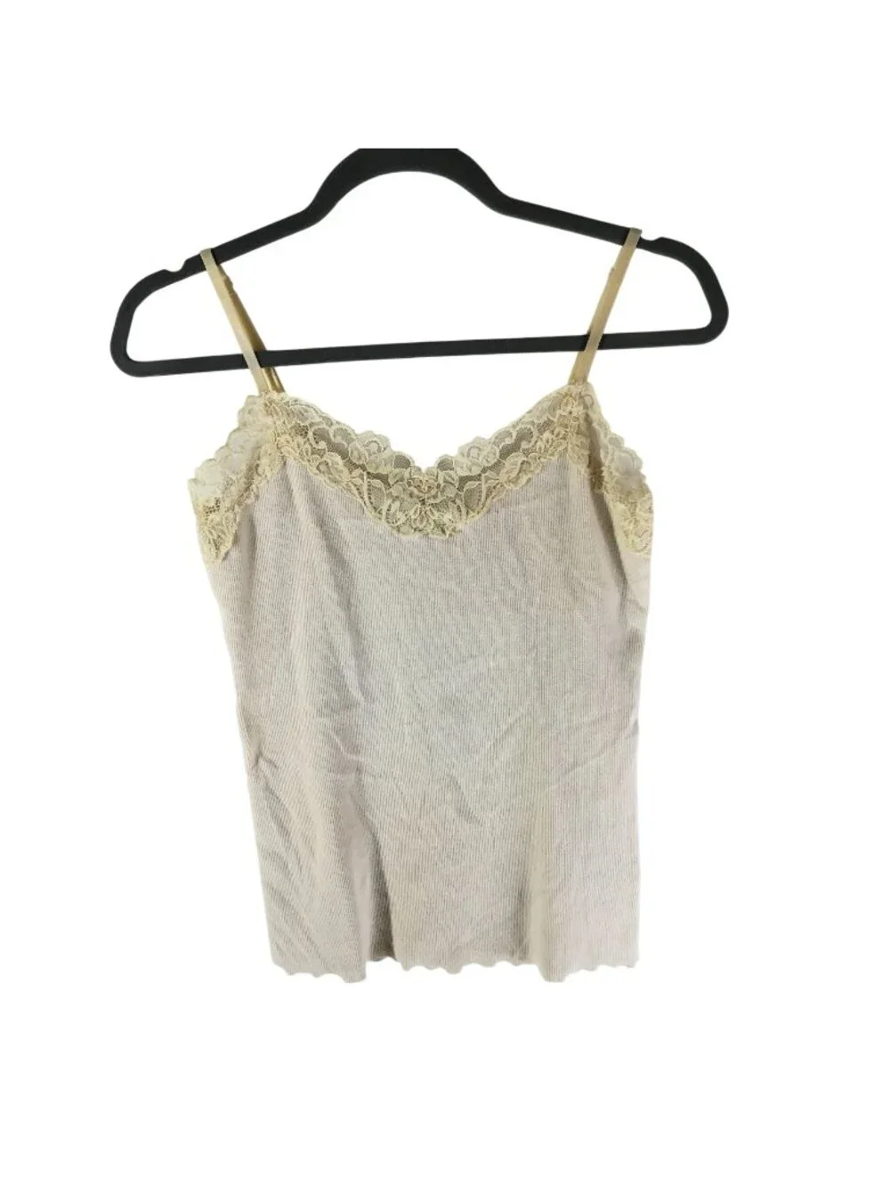 Banana Republic Womens Lace Trim Cami Top Ribbed Ivory M